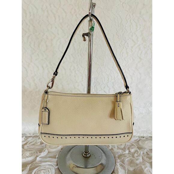 Vtg COACH Bone pebble leather Y2K Demi mini convertible wristlet shoulder bag - Picture 1 of 10